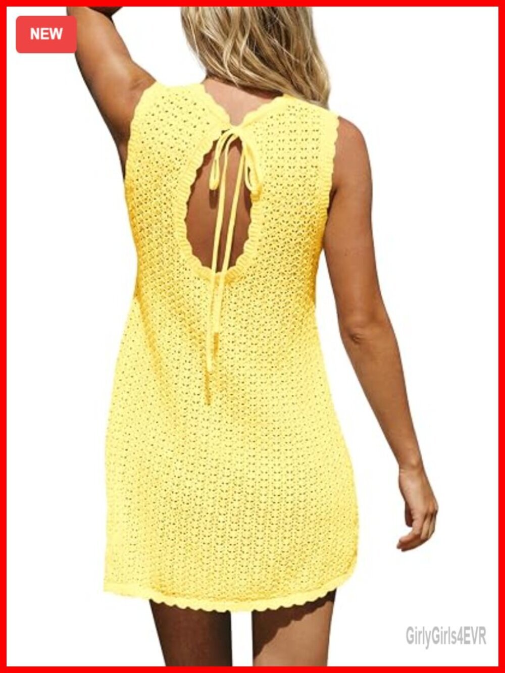 Crochet Sleeveless Swimsuit Coverup Beach Dress Vacation Outfit